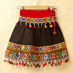 Banjara India Kutchi Emboidered Yellow Girls Chaniya Choli with Dupatta (CC DROP) - BLACK