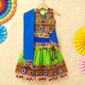 Banjara India Kutchi Emboidered Black Girls Chaniya Choli with Dupatta (CC-DROP) - GREEN