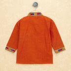 Kutchi Emboidered Kurta Pajama for Boys - Orange