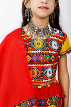 Banjara India Kutchi Emboidered Black Girls Chaniya Choli with Dupatta (CC-PTW) - Yellow