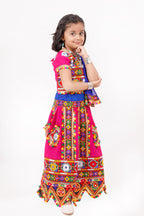 Banjara India Kutchi Emboidered Black Girls Chaniya Choli with Dupatta (CC-PTW) - Pink