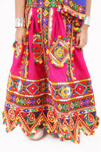 Banjara India Kutchi Emboidered Black Girls Chaniya Choli with Dupatta (CC-PTW) - Pink