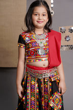 Banjara India Kutchi Emboidered Black Girls Chaniya Choli with Dupatta (CC-PTW) - Black
