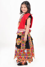 Banjara India Kutchi Emboidered Black Girls Chaniya Choli with Dupatta (CC-PTW) - Black