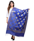 Banarasi Kora Silk Alia Butti Dupatta- Blue