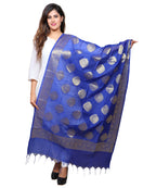 Banarasi Kora Silk Alia Butti Dupatta- Blue
