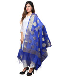 Banarasi Kora Silk Alia Butti Dupatta- Blue