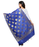 Banarasi Kora Silk Alia Butti Dupatta- Blue