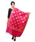 Banarasi Kora Silk Alia Butti Dupatta- Pink