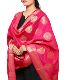 Banarasi Kora Silk Alia Butti Dupatta- Pink