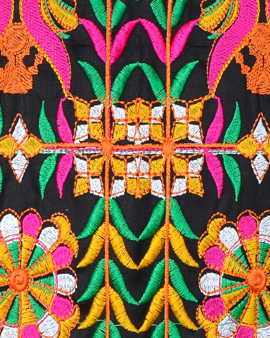 Bird Embroidered Kids Ethnic Jacket - Black