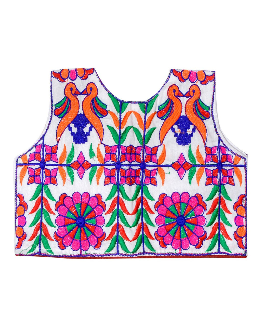 Bird Embroidered Kids Ethnic Jacket - White