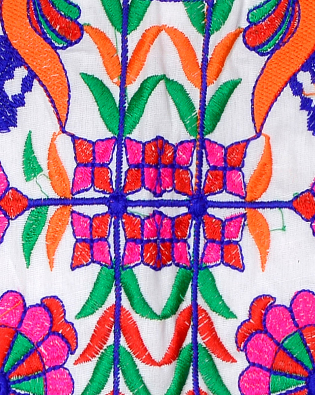 Bird Embroidered Kids Ethnic Jacket - White