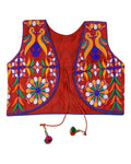 Bird Embroidered Kids Ethnic Jacket - Red