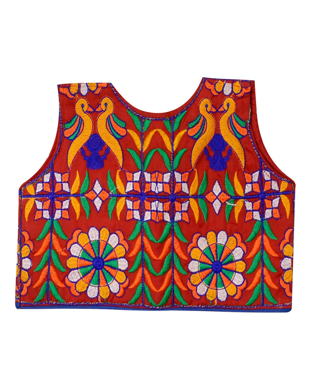 Bird Embroidered Kids Ethnic Jacket - Red