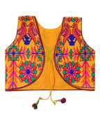 Bird Embroidered Kids Ethnic Jacket - Yellow