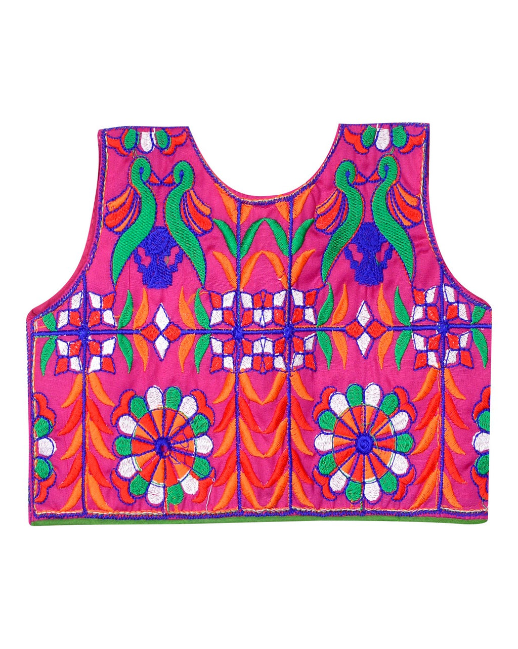 Bird Embroidered Kids Ethnic Jacket - Pink