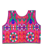 Bird Embroidered Kids Ethnic Jacket - Pink