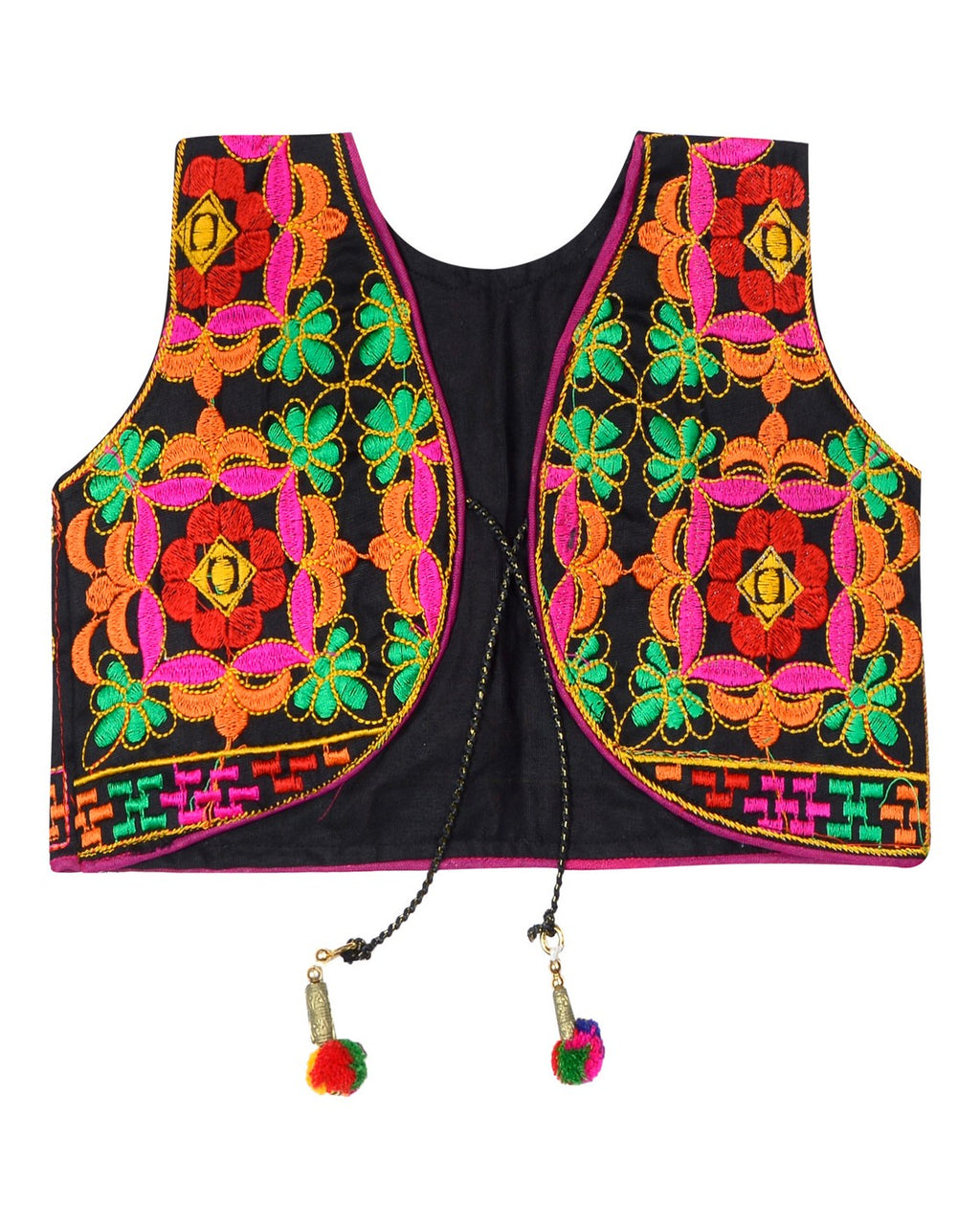 Bricks Embroidered Kids Ethnic Jacket - Black