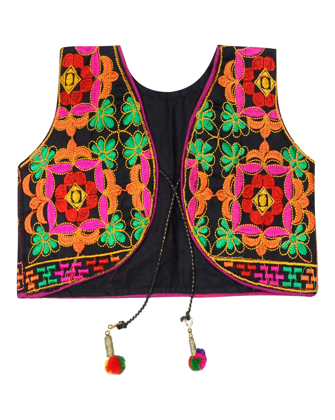 Bricks Embroidered Kids Ethnic Jacket - Black