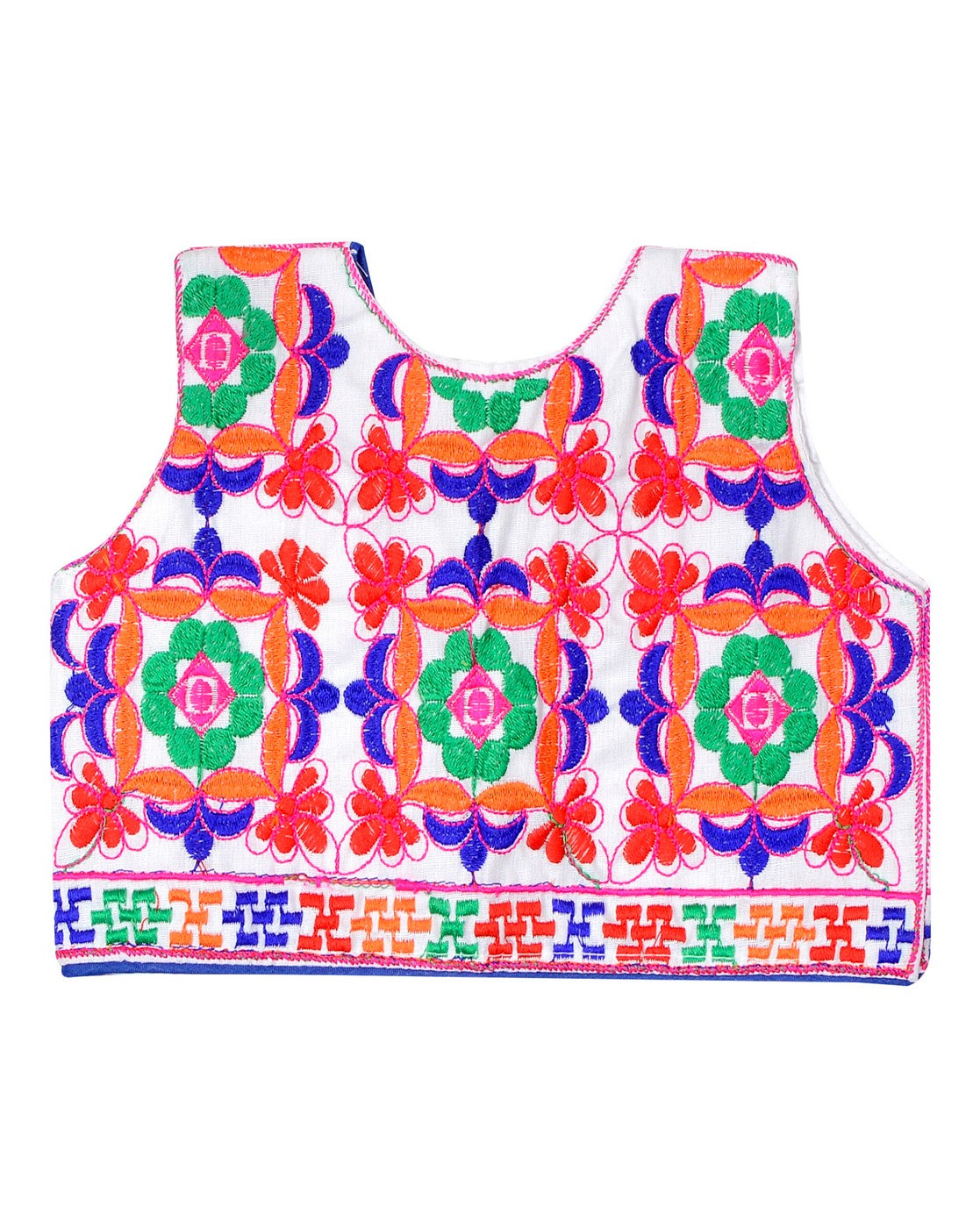 Bricks Embroidered Kids Ethnic Jacket - White