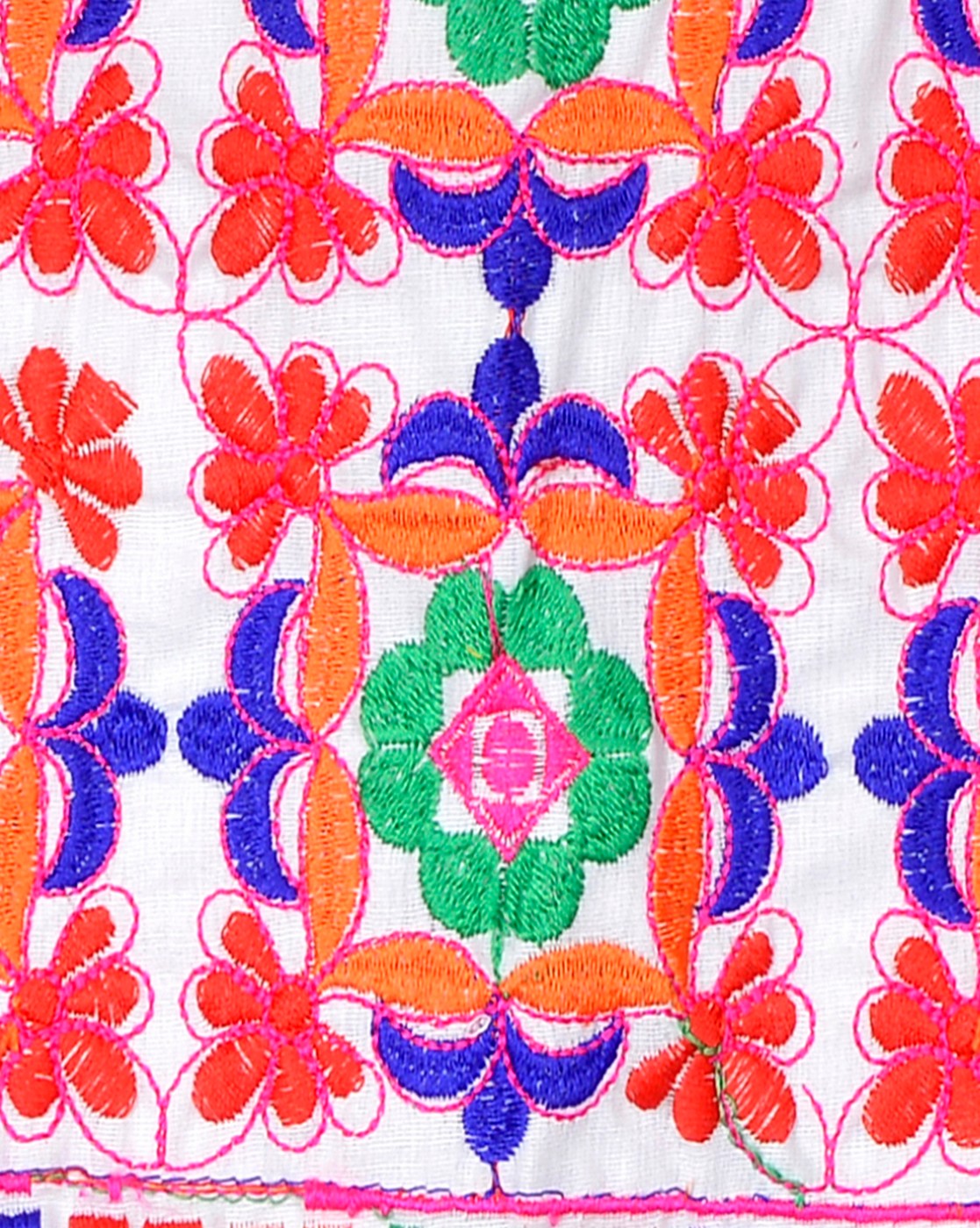 Bricks Embroidered Kids Ethnic Jacket - White