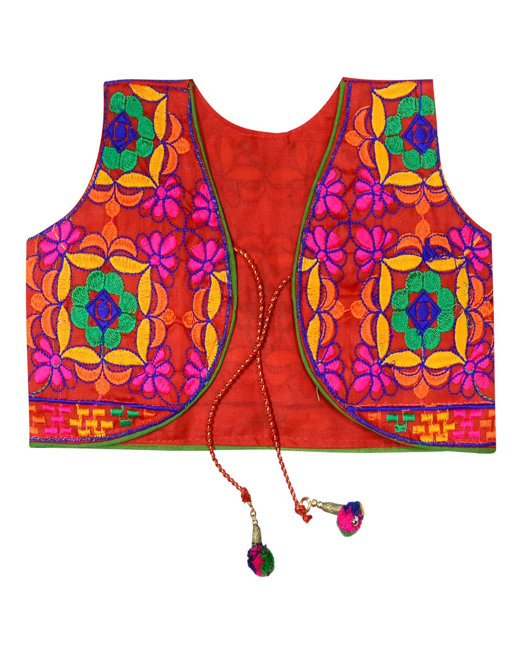 Bricks Embroidered Kids Ethnic Jacket - Red