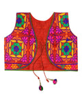 Bricks Embroidered Kids Ethnic Jacket - Red
