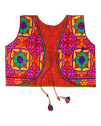 Bricks Embroidered Kids Ethnic Jacket - Red