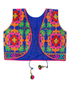 Bricks Embroidered Kids Ethnic Jacket - Blue