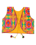 Bricks Embroidered Kids Ethnic Jacket - Yellow
