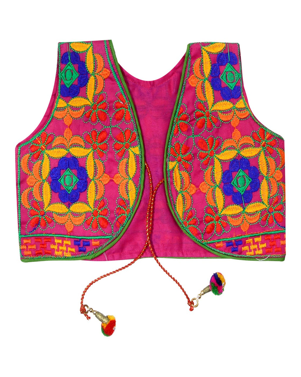 Bricks Embroidered Kids Ethnic Jacket - Pink