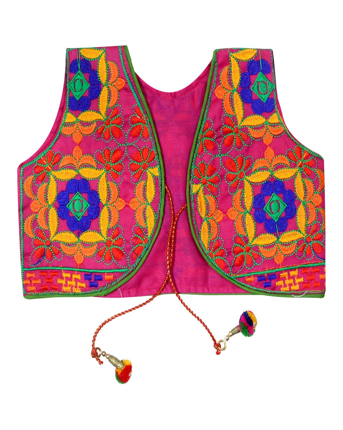 Bricks Embroidered Kids Ethnic Jacket - Pink