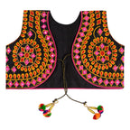 Chakkar Kids Embroidered Ethnic Jacket - Black