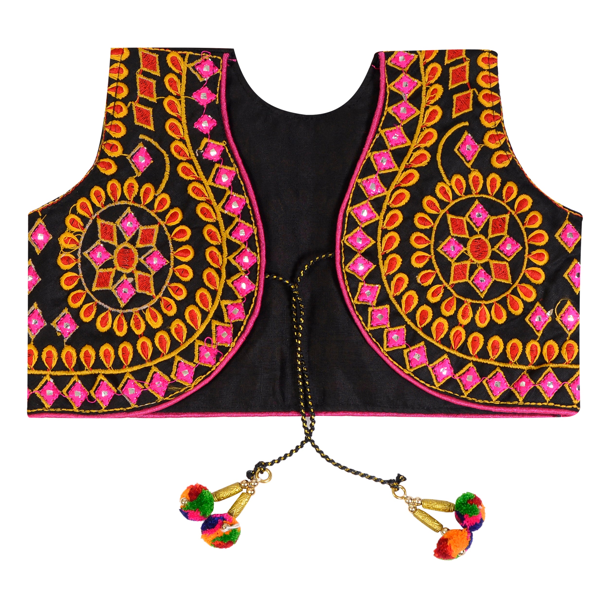 Chakkar Kids Embroidered Ethnic Jacket - Black