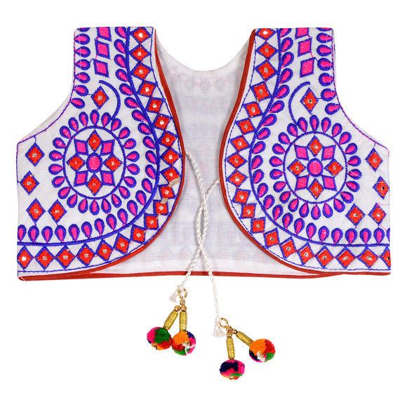 Chakkar Kids Embroidered Ethnic Jacket - White