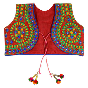 Chakkar Kids Embroidered Ethnic Jacket - Red