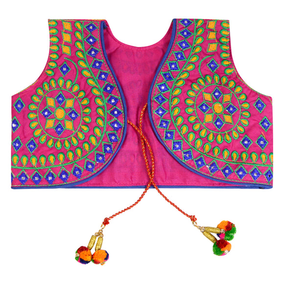 Chakkar Kids Embroidered Ethnic Jacket - Pink