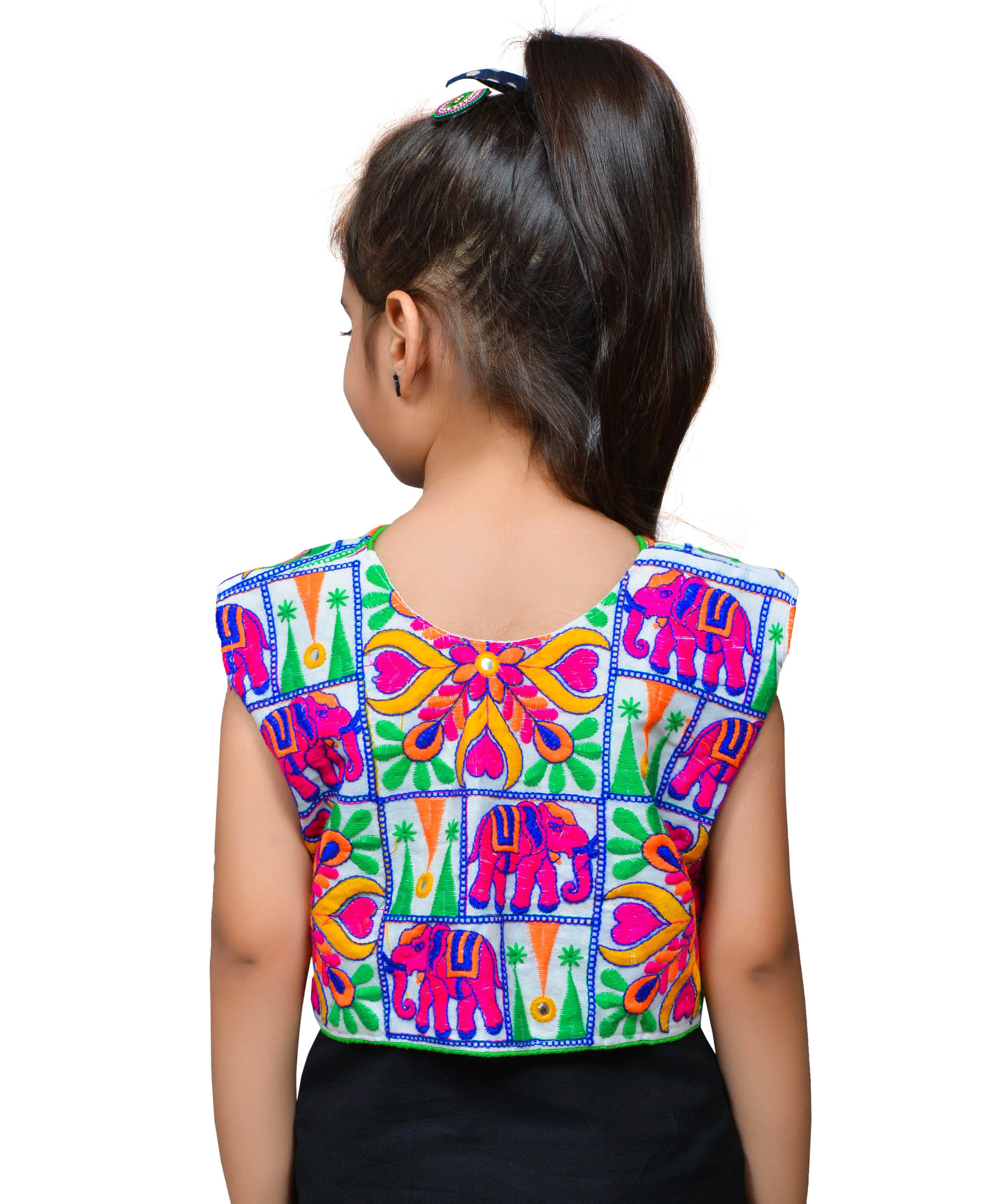 White Haathi Embroidered Jacket For Kids