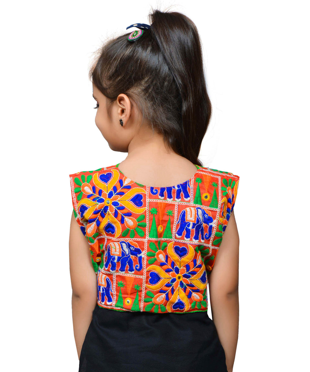Red Haathi Embroidered Jacket For Kids