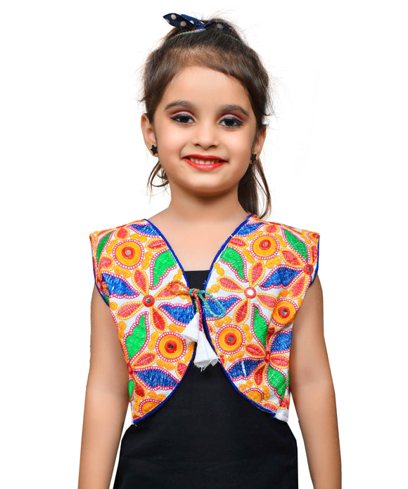 White Flower Embroidered Jacket For Kids