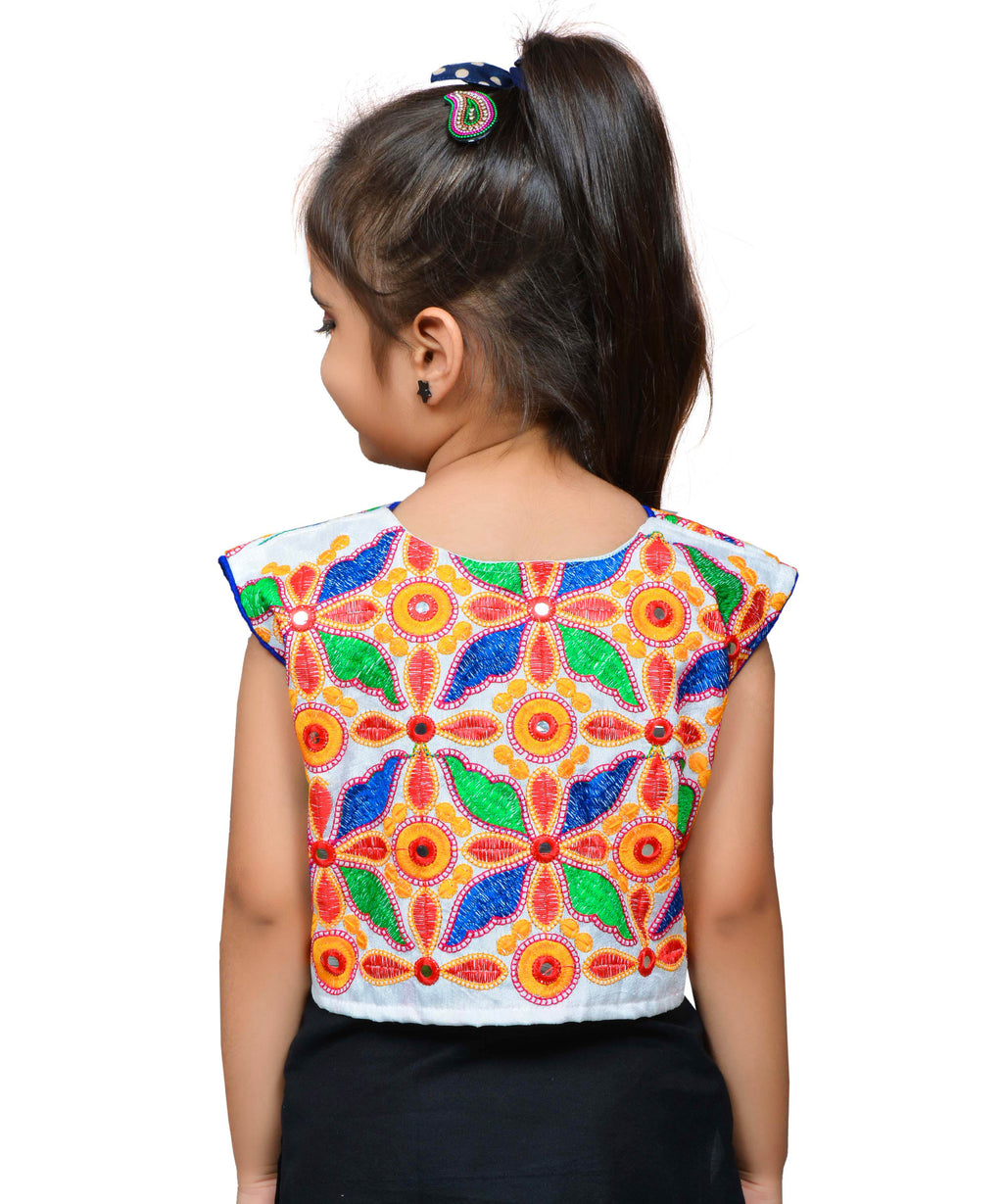 White Flower Embroidered Jacket For Kids
