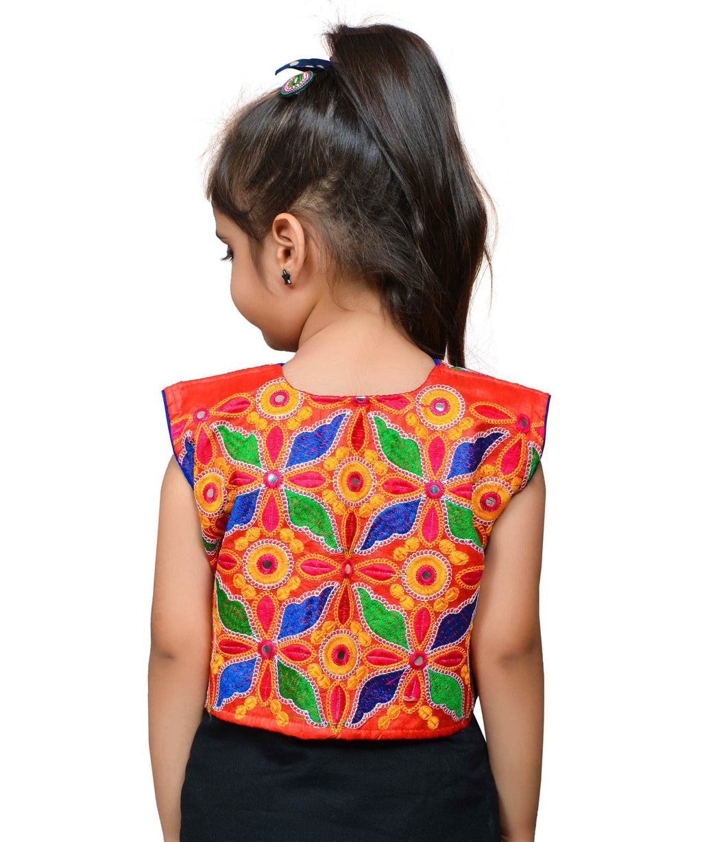 Red Flower Embroidered Jacket For Kids