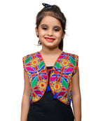 Blue Flower Embroidered Jacket For Kids