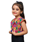 Blue Flower Embroidered Jacket For Kids