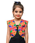 Pink Flower Embroidered Jacket For Kids