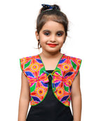 Pink Flower Embroidered Jacket For Kids