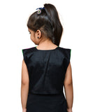 Black Keri Allover Embroidered Jacket For Kids
