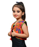 Red Keri Allover Embroidered Jacket For Kids