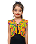 Yellow Keri Allover Embroidered Jacket For Kids